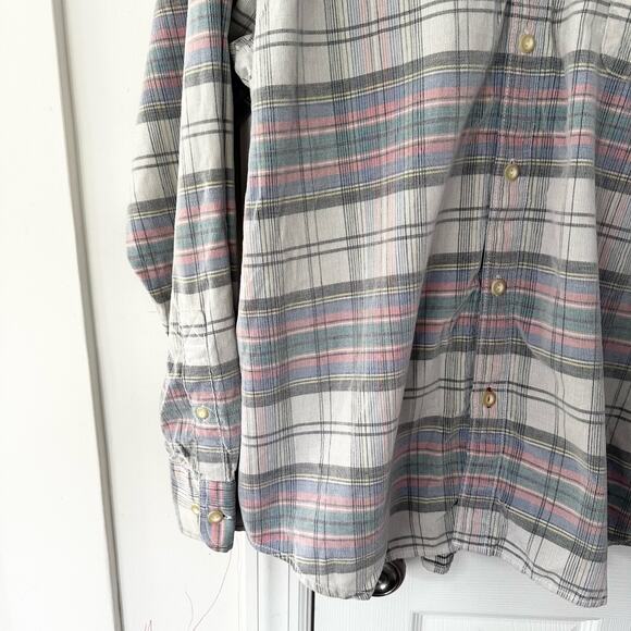 Tommy Bahama Men Becket Bay Blue Grey Continental Plaid Cord Button Up Shirt XL - Picture 15 of 16